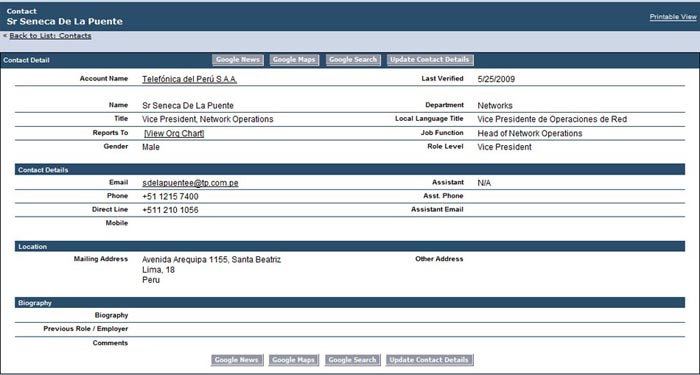 Sample EMAT Contact View